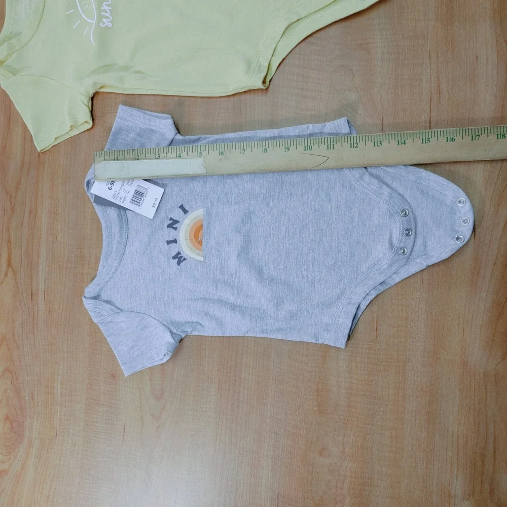 Grayson Mini Baby Bodysuit Bundle 3pc  Gray Yellow White 6-9M 18M 24M‎